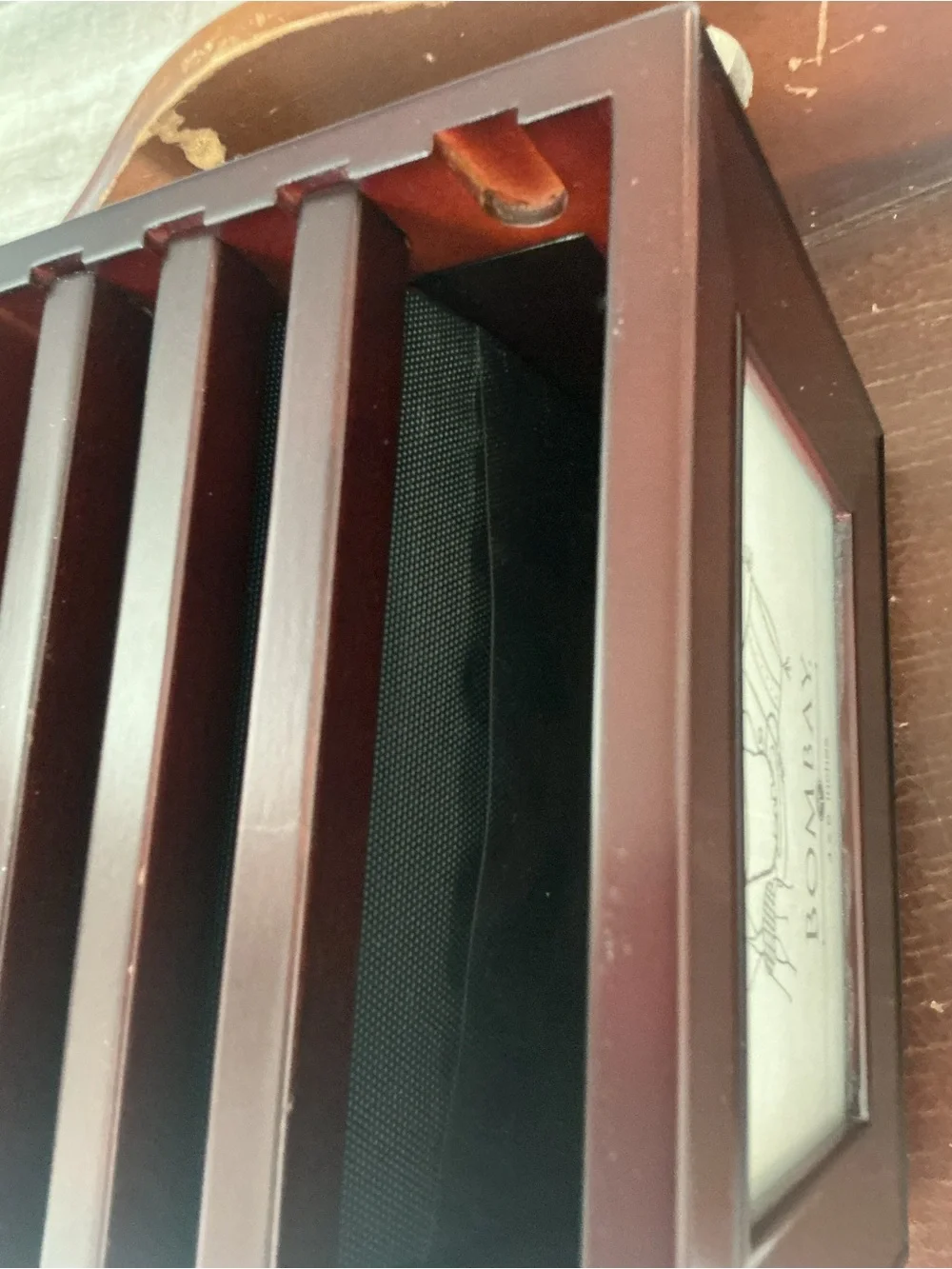 Vintage 90’s Bombay Dark Brown Wooden Photo Keepsake Box 4x6